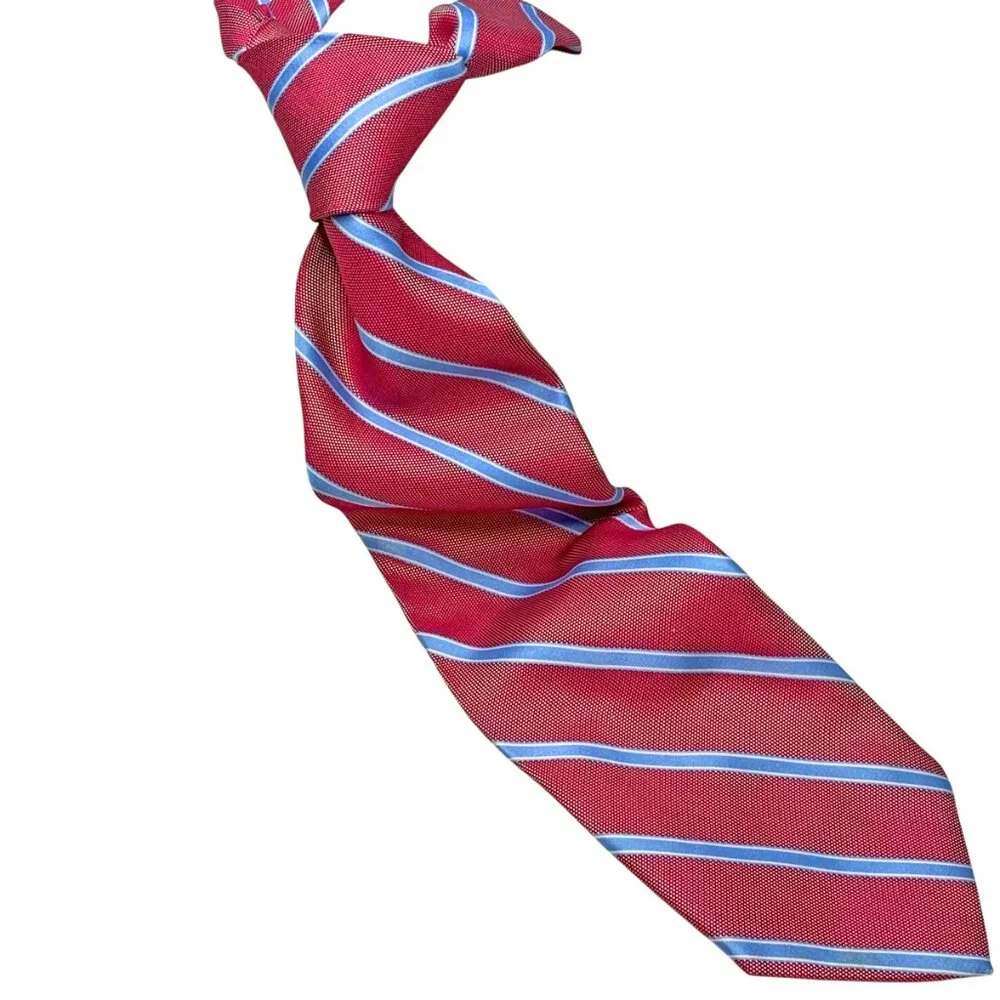 Brooks Brothers 346 Red‎ with White Dot Blue Striped Italian Silk Neck Tie